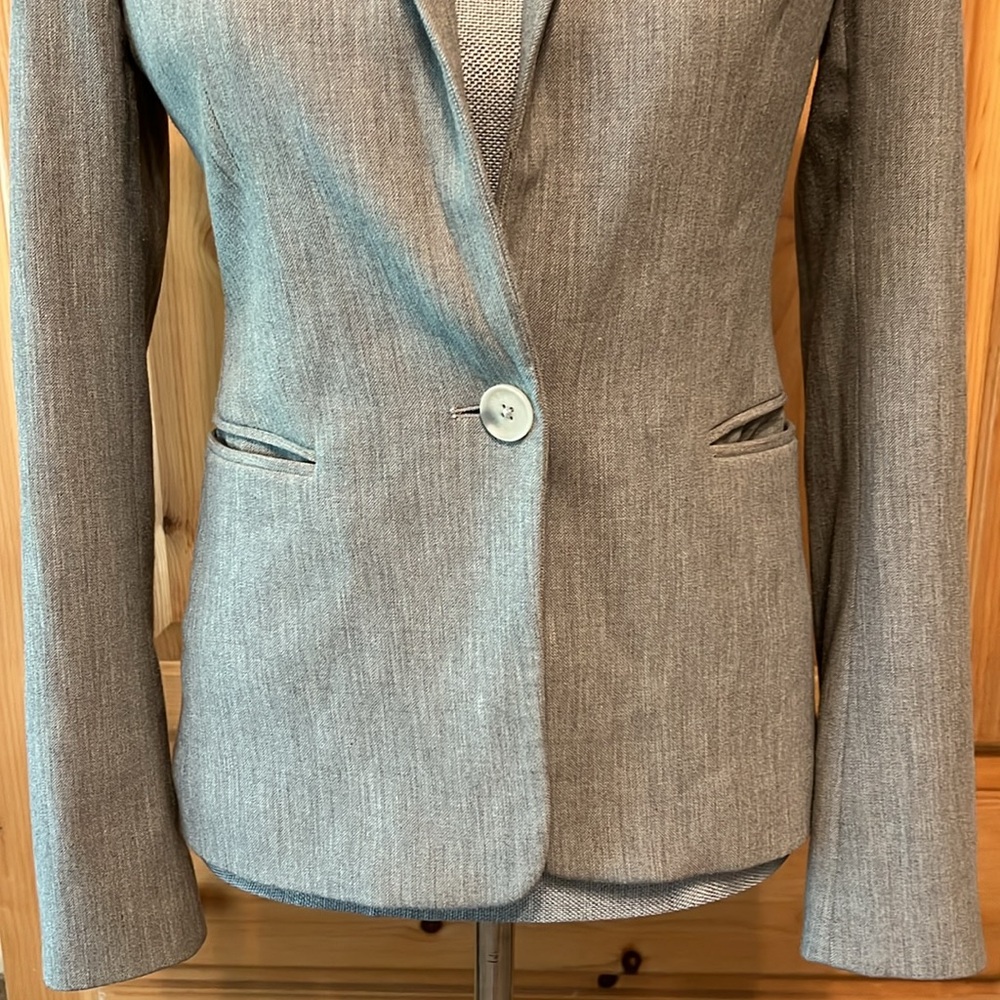 Express Light Gray Blazer Single Button Closure 2 - image 3